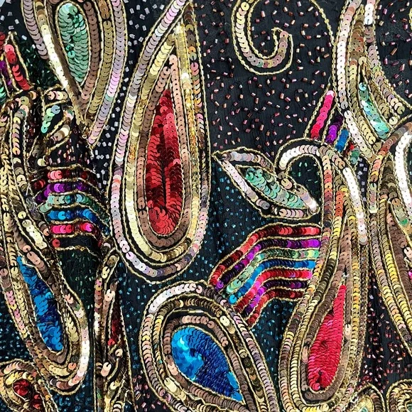 Vintage rainbow sparkly sequin cardigan blazer